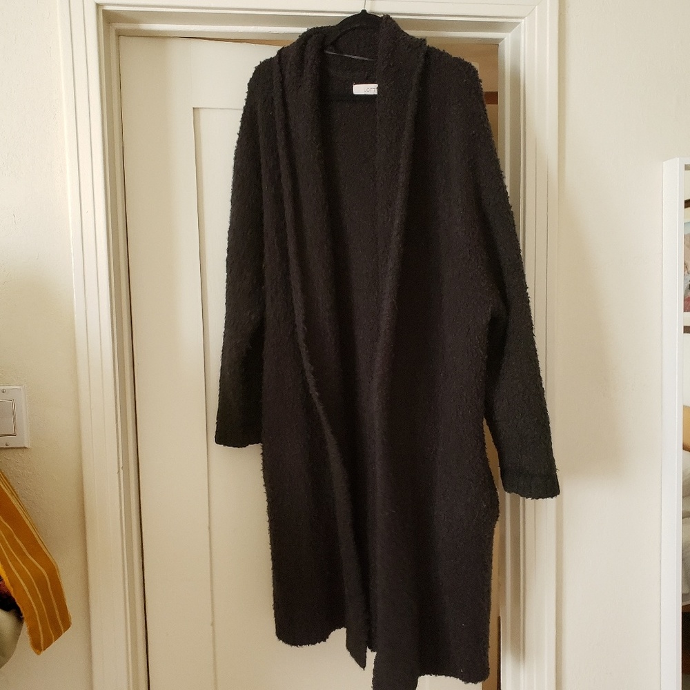 Loft Black coatigan cardigan coat sweater L XL
